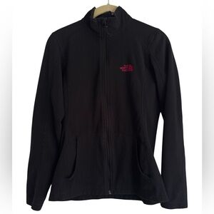 The North Face Black Full Zip Fleece Jacket Hiking Pink Embroidered Logo Small